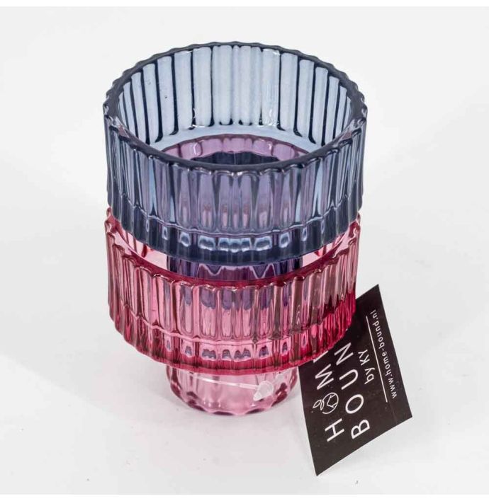 Glazen waxine- en kaarsenstandaard blauw