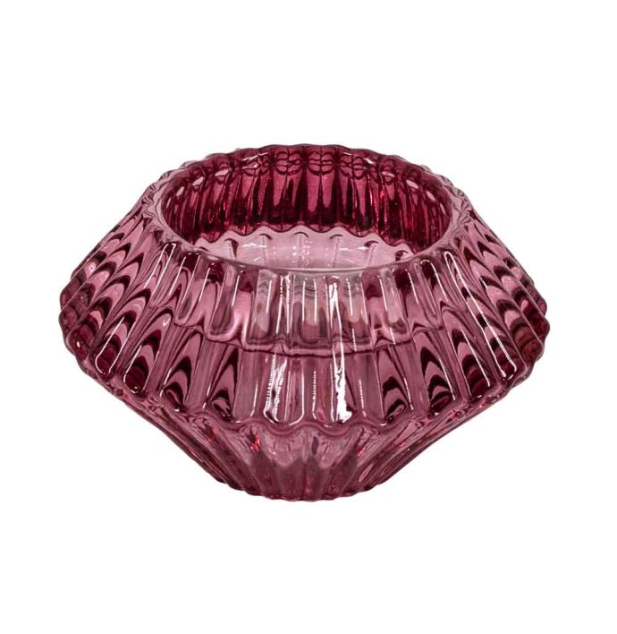 Glazen waxine- en kaarsenstandaard roze