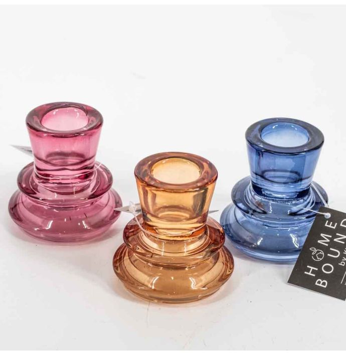Glazen kaarsenstandaard roze