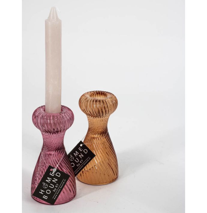 Glazen kaarsenstandaard roze