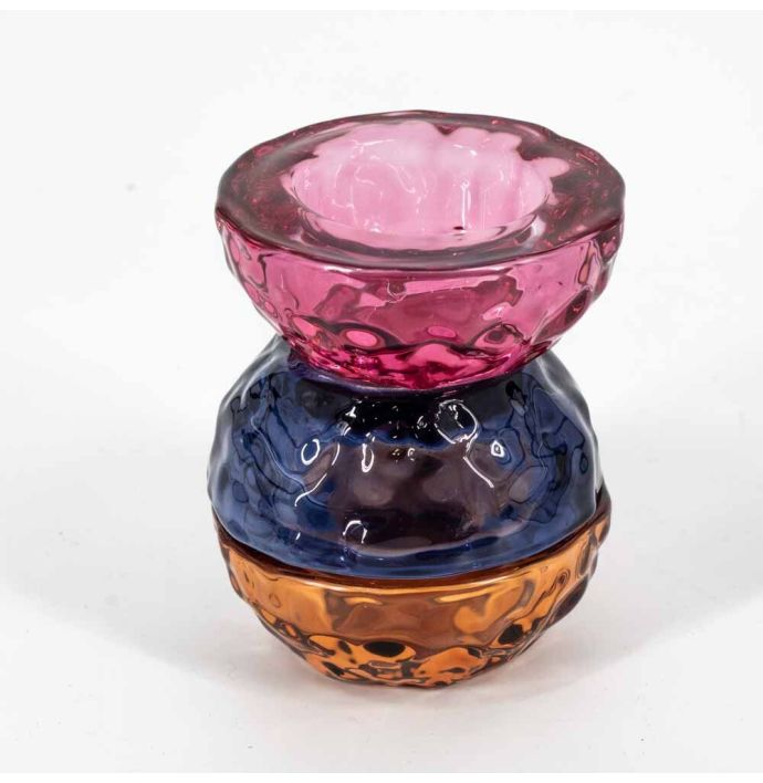 Glazen kaarsenstandaard roze