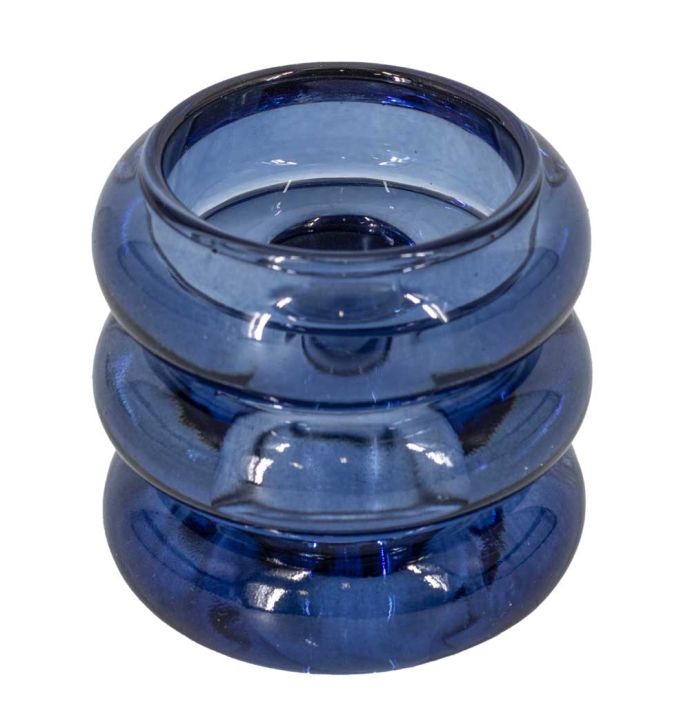 Glazen waxine- en kaarsenstandaard blauw