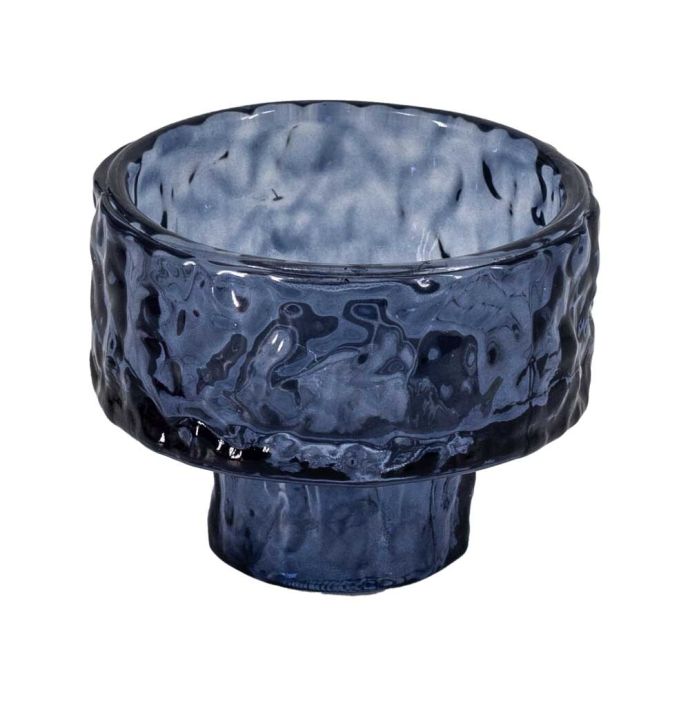 Glazen waxine- en kaarsenstandaard blauw