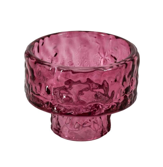Glazen waxine- en kaarsenstandaard roze