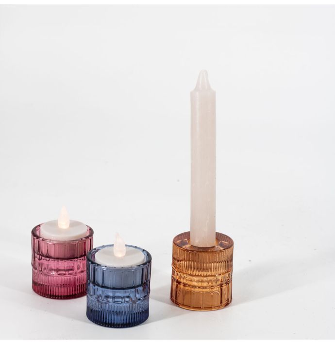 Glazen kaarsenstandaard blauw