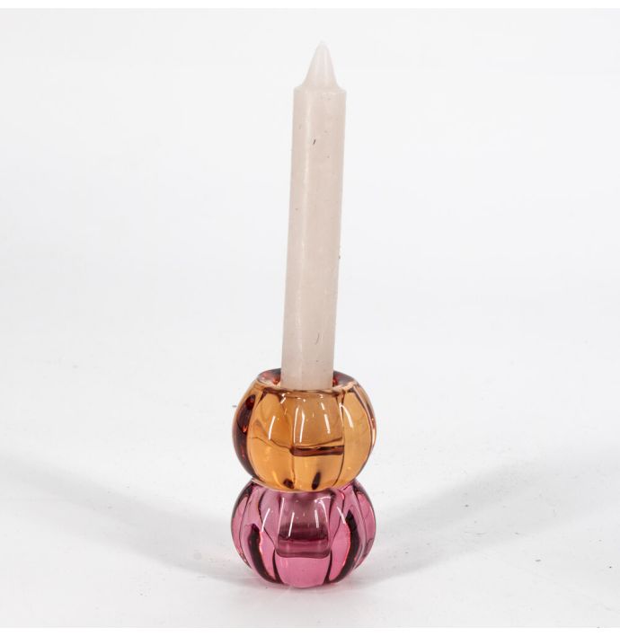 Glazen kaarsenstandaard roze