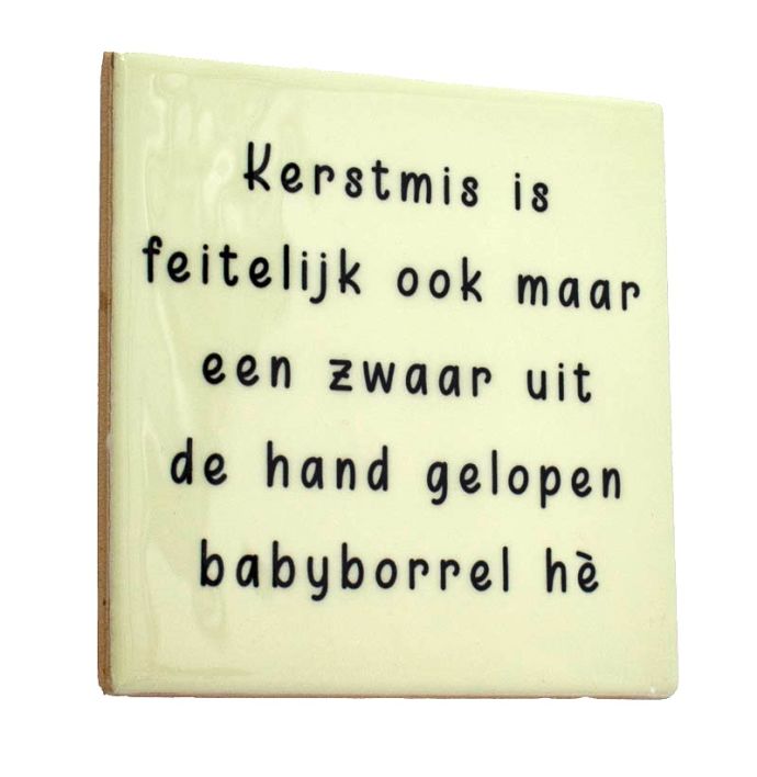 Tegeltje kerstmis babyborrel