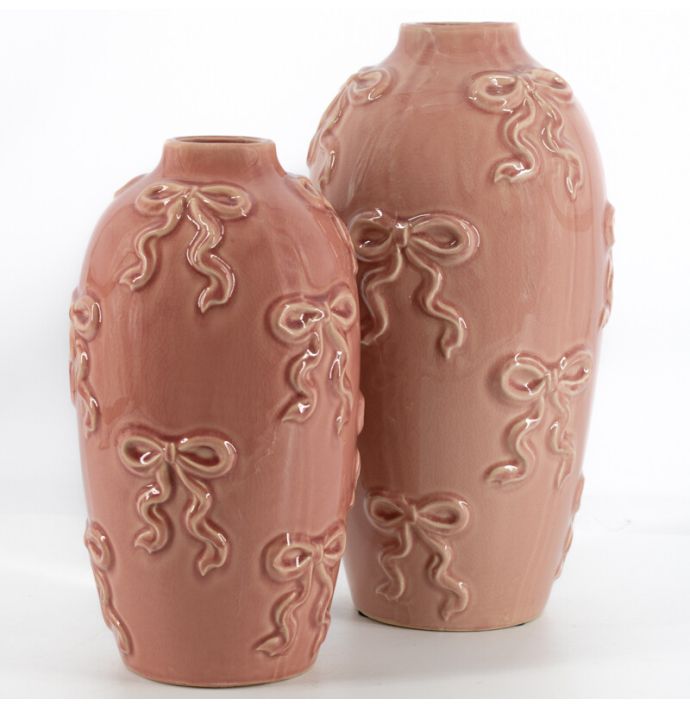 Aardewerk vaas Bows roze