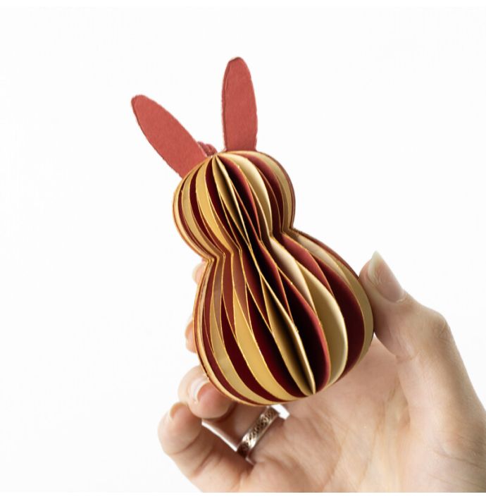 Papieren honeycomb konijn rood met wit