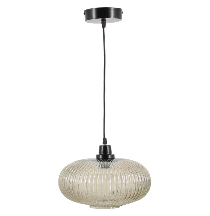 Hanglamp glas smoke/zwart