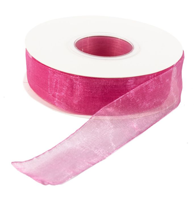 Organza lint roze 25mm rol met 45 meter