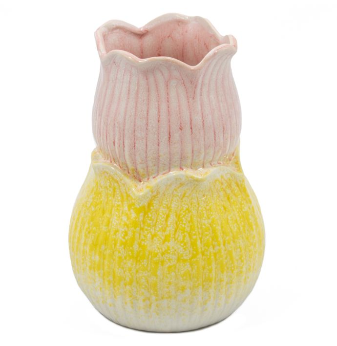 Aardewerk vaas tulp roze