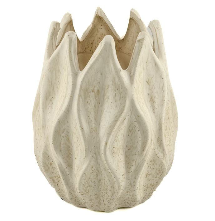Aardewerk vaas Flower beige