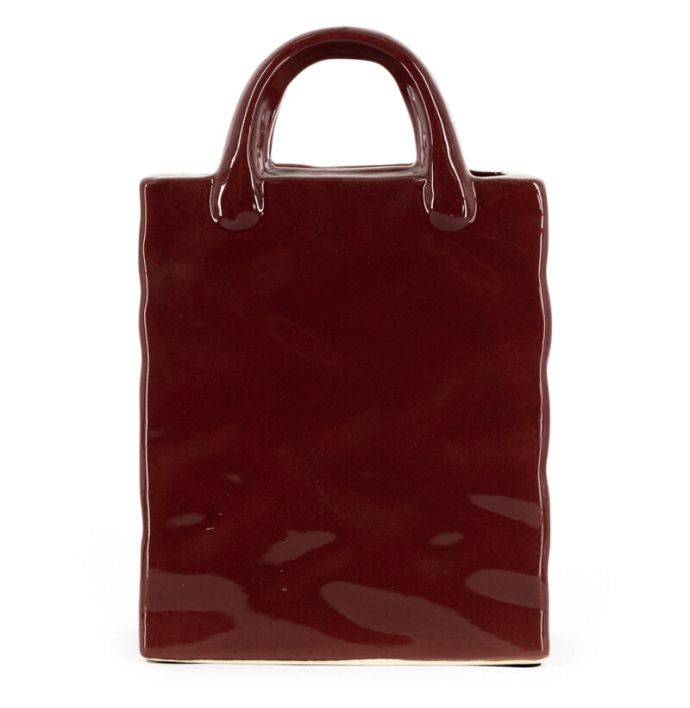Aardewerk vaas Shopper L burgundy