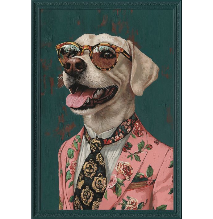Schilderij met lijst labrador 70x100cm