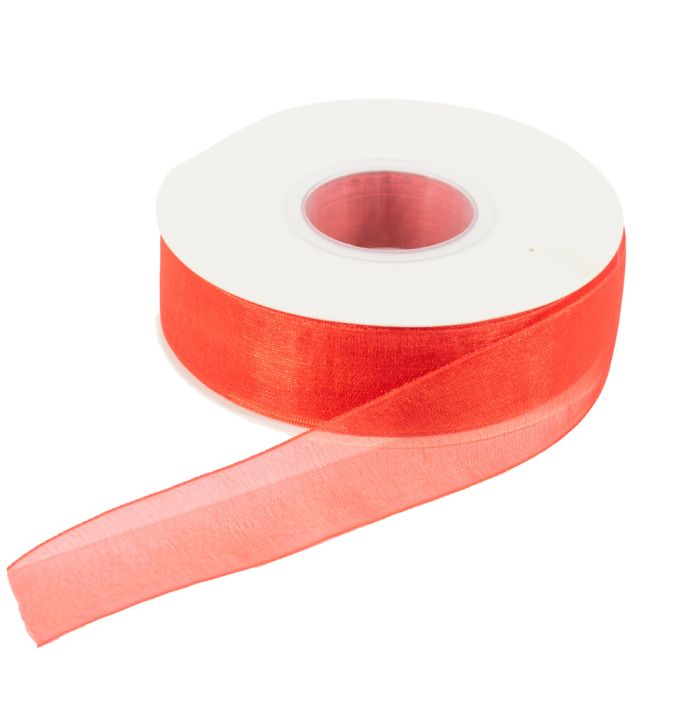 Organza lint rood 25mm rol met 45 meter