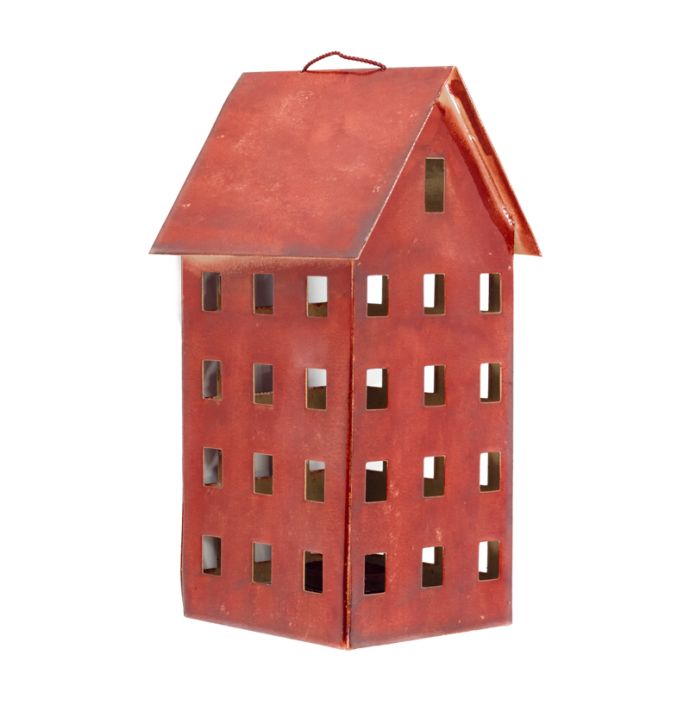 Metalen huisje waxinehouder sienna