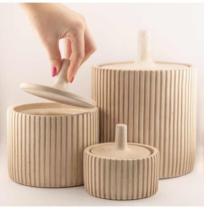 Aardewerk jar Zilt beige M wb