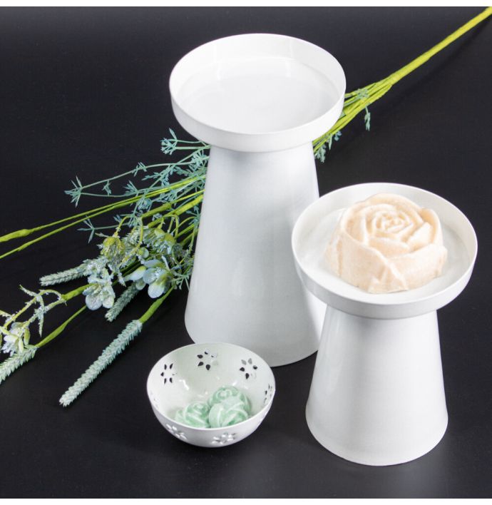 Metalen kaarsenstandaard white marble