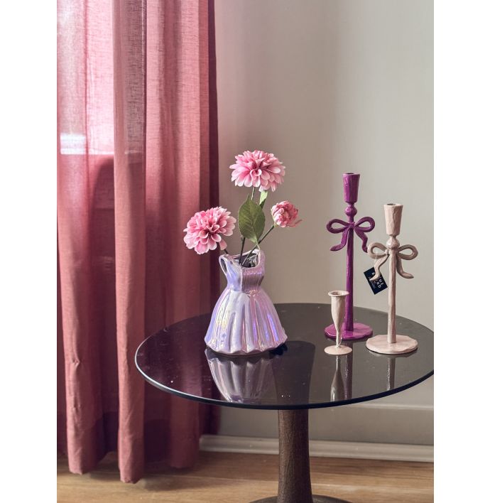 Kaarsenstandaard strikje 25cm roze