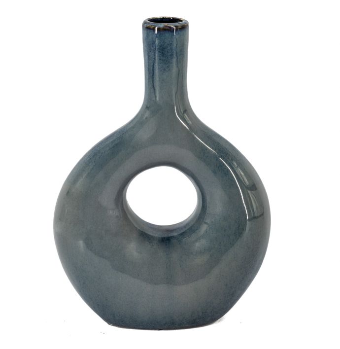 Aardewerk Donut vaas blauw