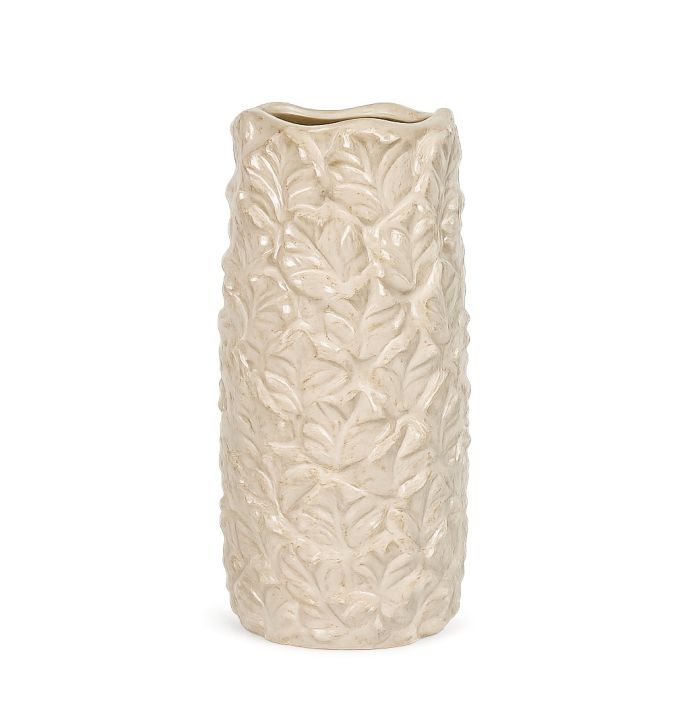 Aardewerk vaas Flek beige L