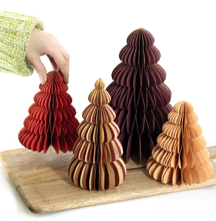 Papieren kerstboom rood 17cm