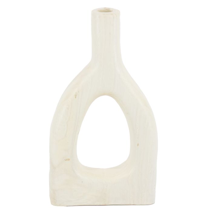 Houten donut vaas wit