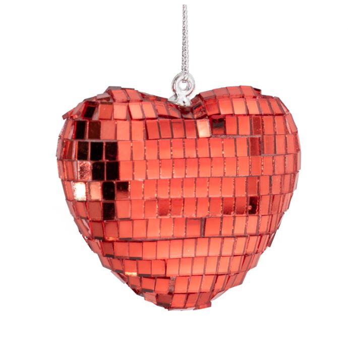 Hanger disco hart 6,5cm rood