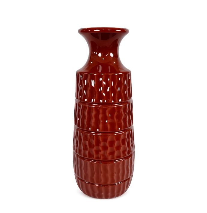 Aardewerk vaas Aztec burgundy S