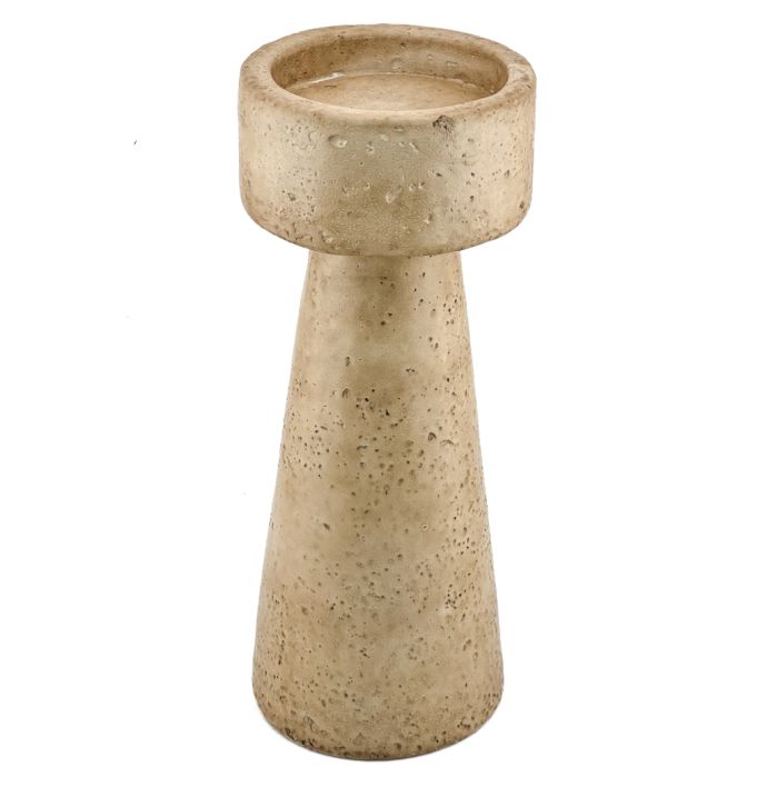 Aardewerk kaarsenstandaard beige L wb