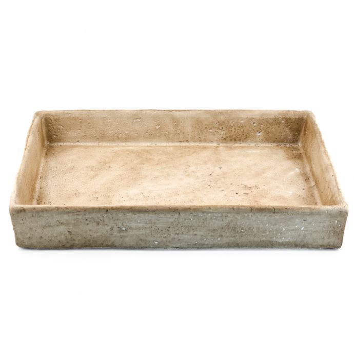 Aardewerk dienblad vierkant beige wb