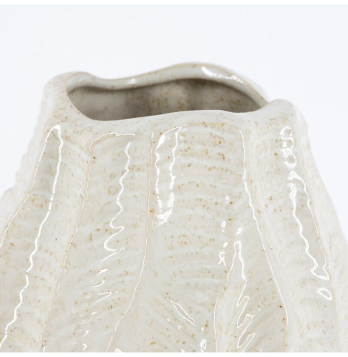 Aardewerk vaas Leaves beige