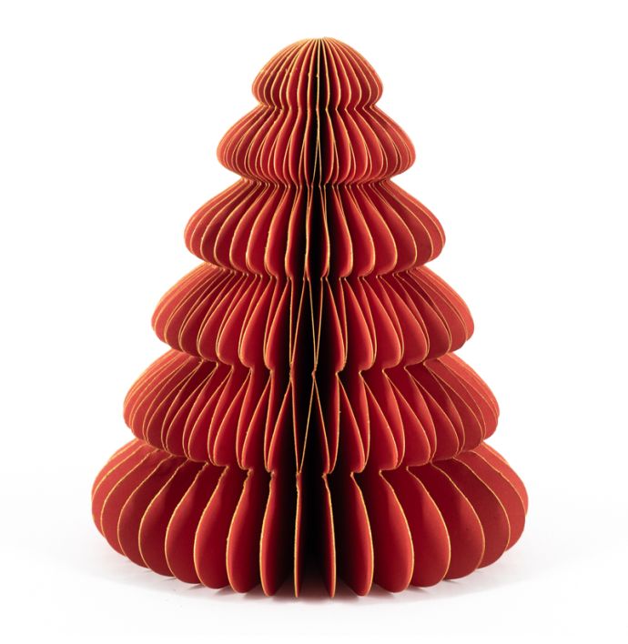 Papieren kerstboom rood 17cm