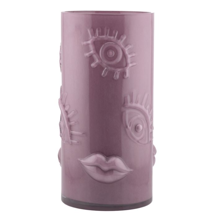 Glazen vaas lips + eyes burgundy