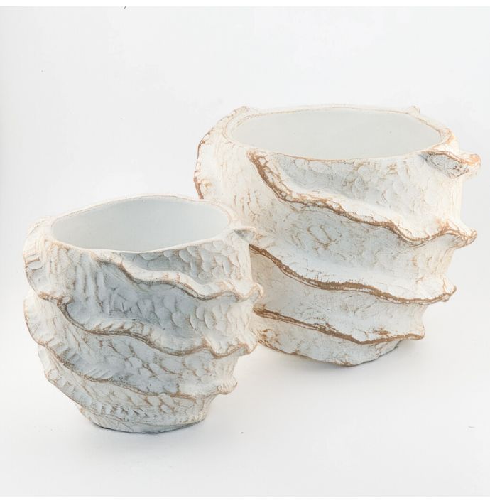 Aardewerk bloempot sandstone striped M