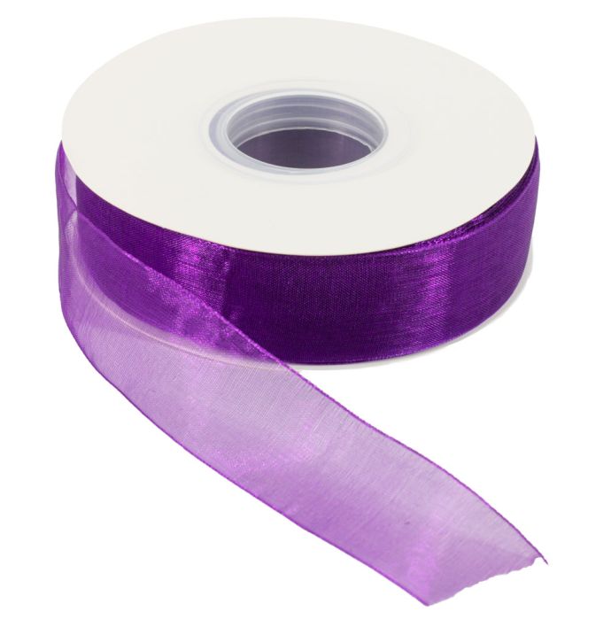 Organza lint paars 25mm rol met 45 meter