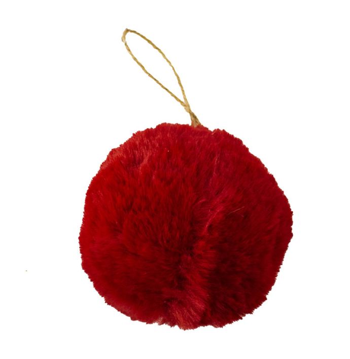 Fluffy bal hangend rood 7cm