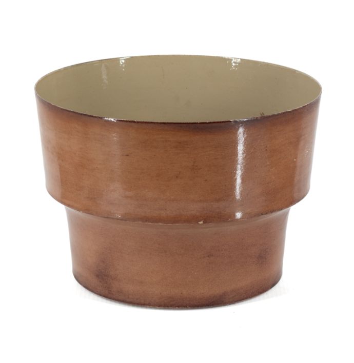 Metalen bloempot amber