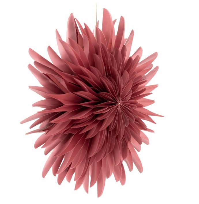 Papieren kerstster flakes 40cm paars met pendel