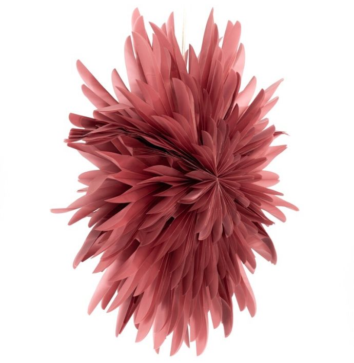 Papieren kerstster flakes 80cm paars met pendel