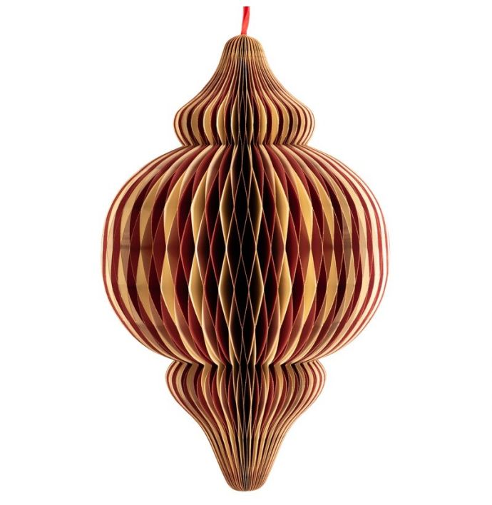 Papieren honeycomb hanger 75cm rood met wit