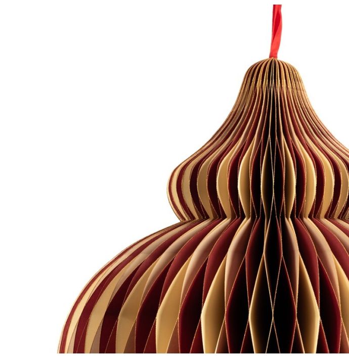Papieren honeycomb hanger 75cm rood met wit