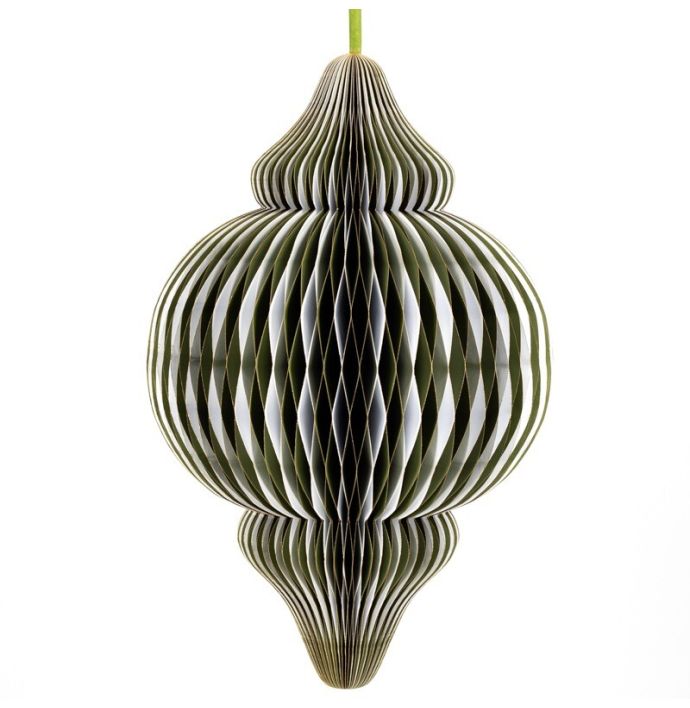 Papieren honeycomb hanger 75cm groen met wit