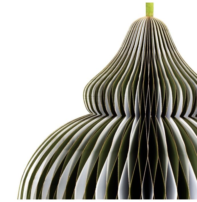 Papieren honeycomb hanger 75cm groen met wit