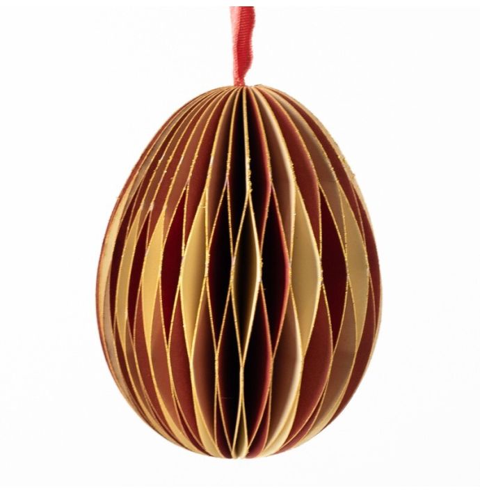 Papieren honeycomb ei rood met wit