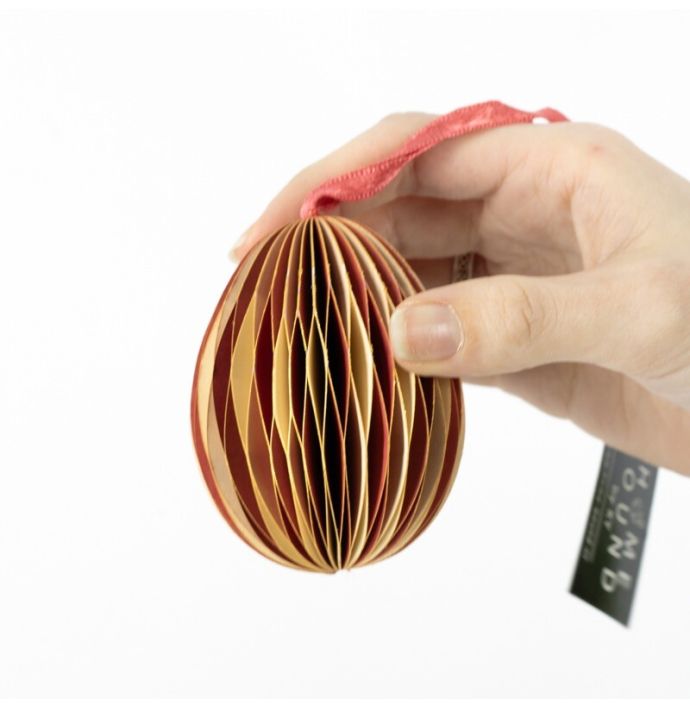 Papieren honeycomb ei rood met wit