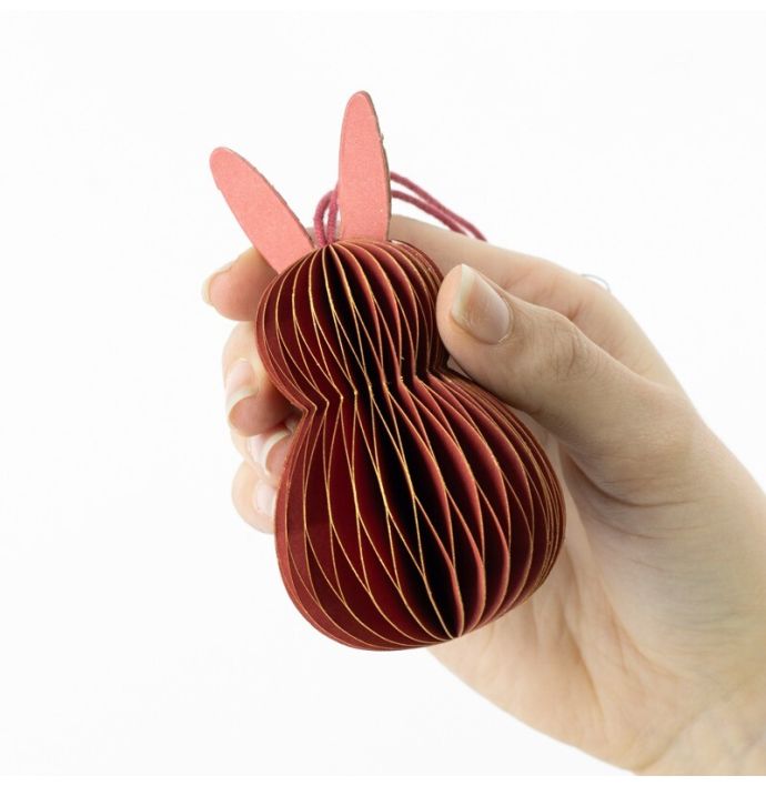 Papieren honeycomb konijn burgundy