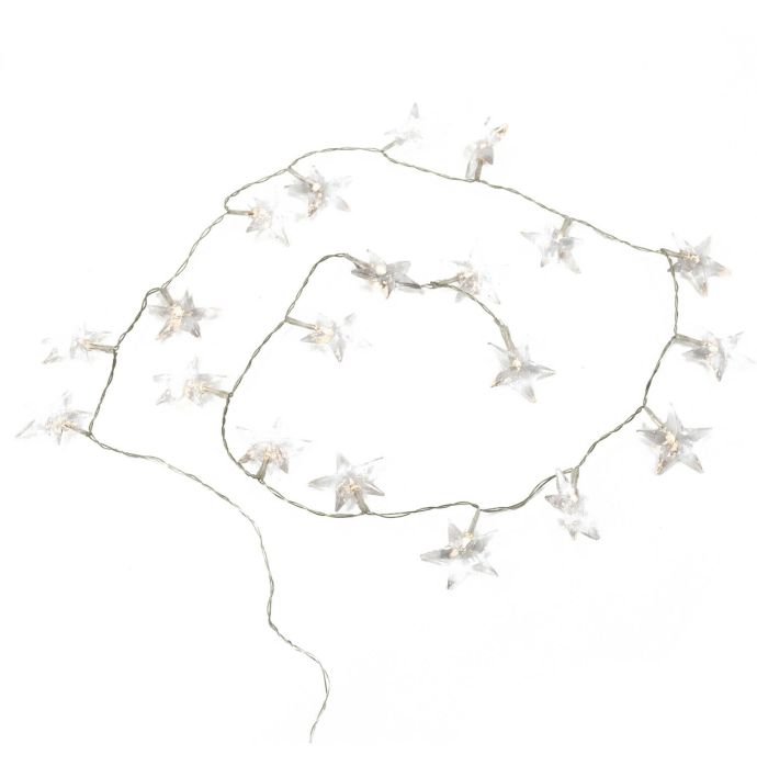 Kerstverlichting 20 lampjes met acryl sterren