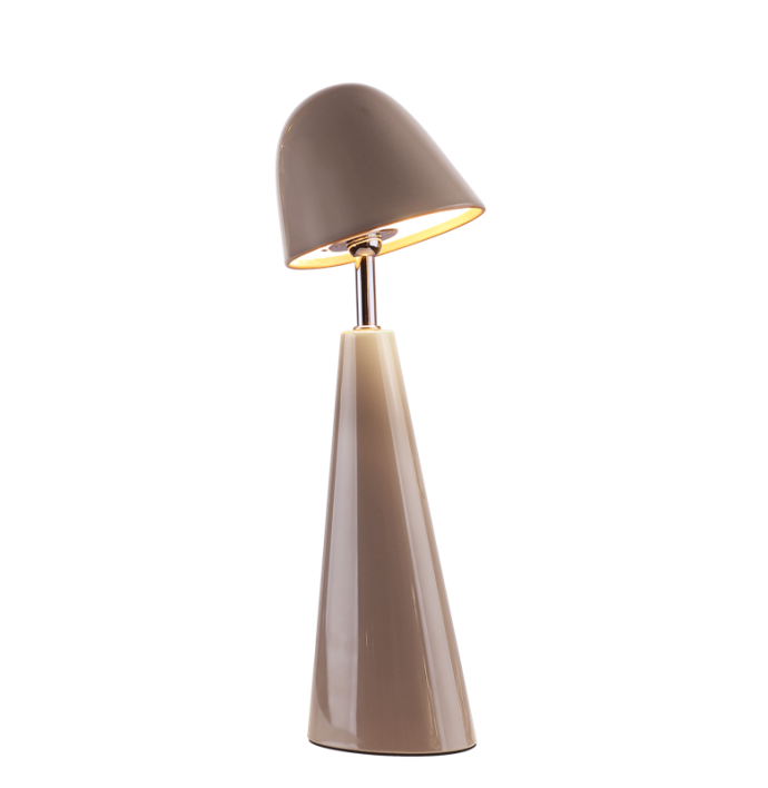 Bureaulamp Dot LED op accu taupe, afneembare kap